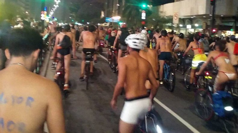 'Now you see me': Naked bike parade attracts hundreds in Brazil (PHOTOS)