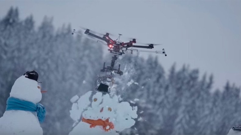 Chainsaw-wielding ‘killer drone’ massacres snowmen, gets defeated by pink balloon (VIDEO)