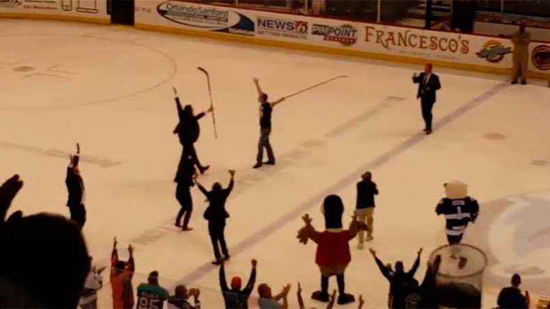 What the puck: Hockey fan wins $100k after making incredible 115-foot shot (VIDEO)