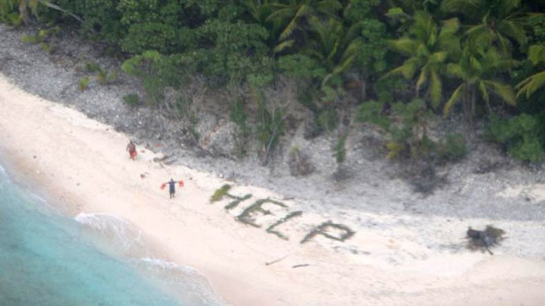 Castaways rescued from remote island after spelling ‘help’ on beach (PHOTOS)
