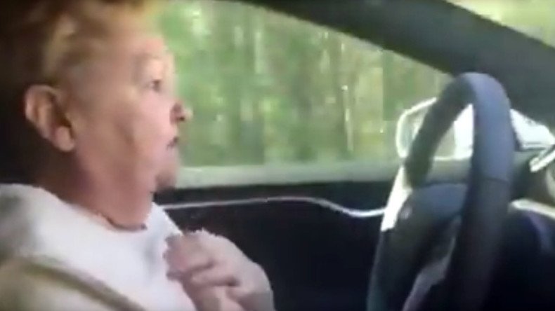 Control freak: Granny yells her way through Tesla self-drive experience (VIDEO)