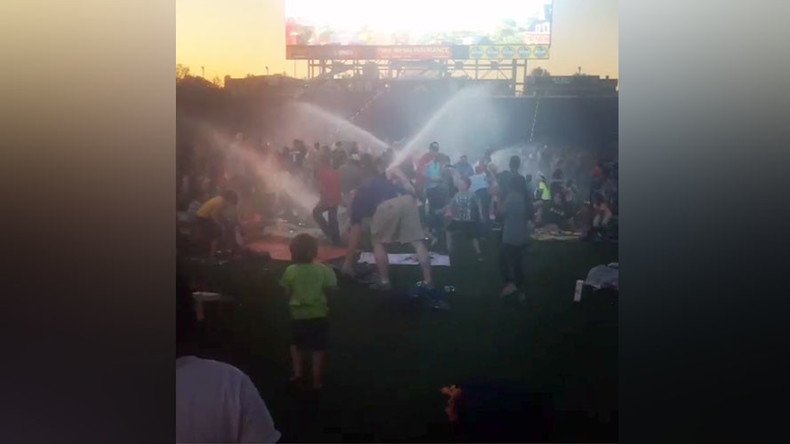 Automatic sprinklers accidentally drench movie goers at water tax ...