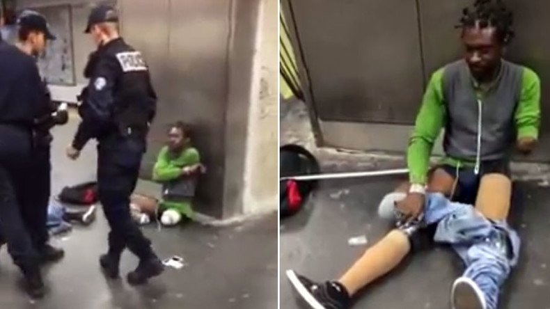 Outrage erupts at Paris police's 'brutal' search of triple-amputee man at train station (VIDEO)
