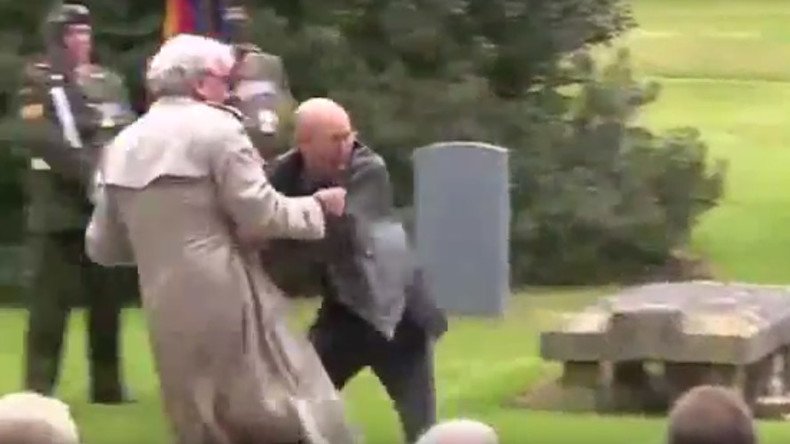 Canadian envoy who took down terrorist tackles protester at Easter Rising ceremony in Ireland