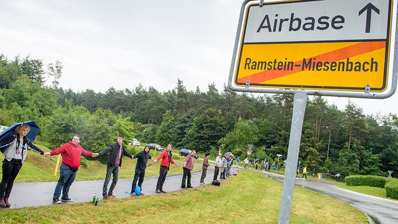 Thousands protest against US drone wars at US air base in Germany
