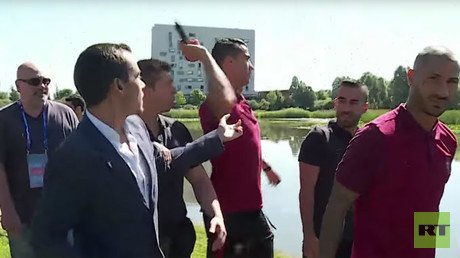 Euro 2016: Angry Cristiano Ronaldo throws reporter's mic into lake
