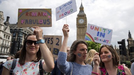 Hundreds join ‘F**k Brexit rally’ at Houses of Parliament (PHOTOS)