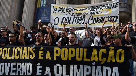 Rio police protest unpaid wages as Olympics security collapse looms