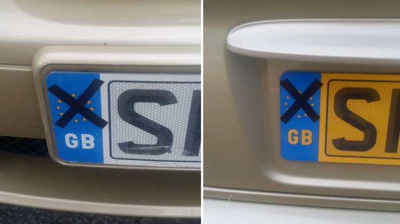 UK cars get Brexit treatment as drivers cover EU symbols