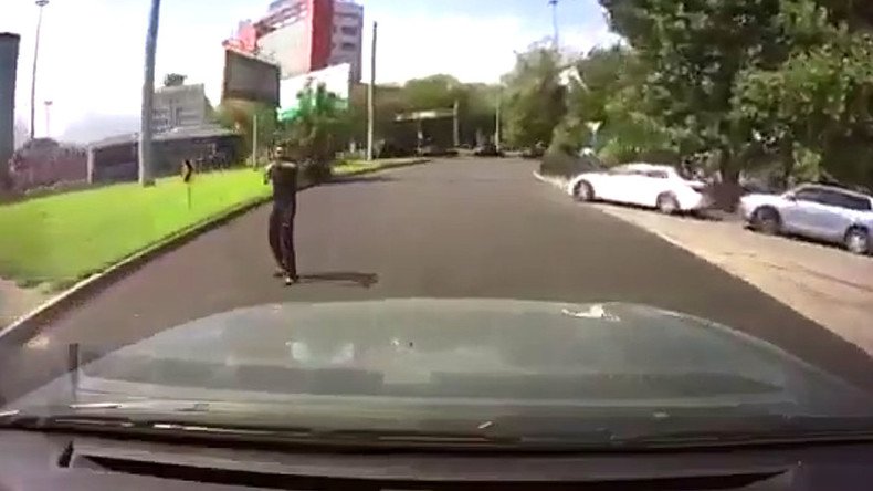Terrorist drive-by: Dashcam catches lucky Almaty woman's escape at gunpoint (VIDEO)