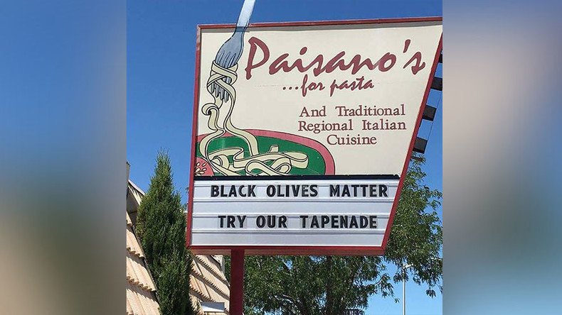 'Black Olives Matter' pun sparks outrage, boosts sales for Italian restaurant
