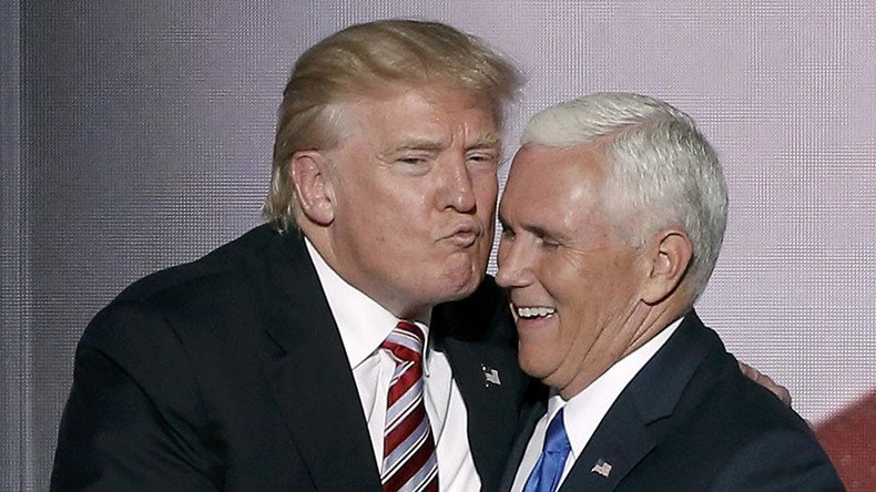 Trump shares awkward kiss with running mate (VIDEO)