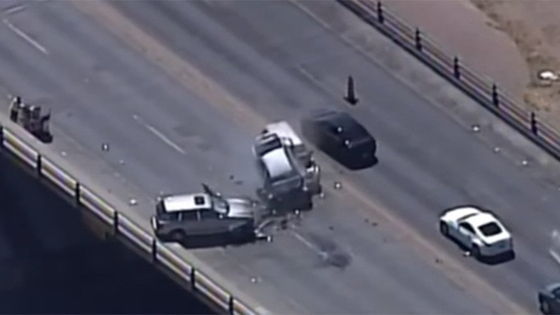 New Mexico police chase ends with serious 3-car crash (VIDEO)