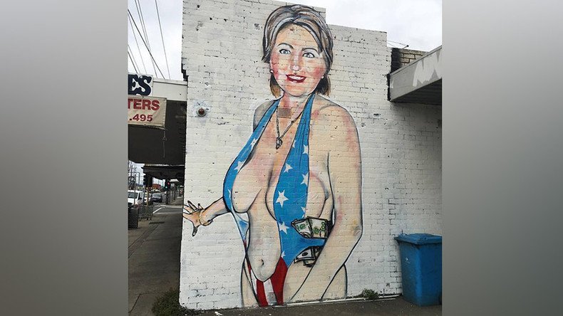 Racy Hillary Clinton mural causes stir, Instagram bans artist (PHOTOS)