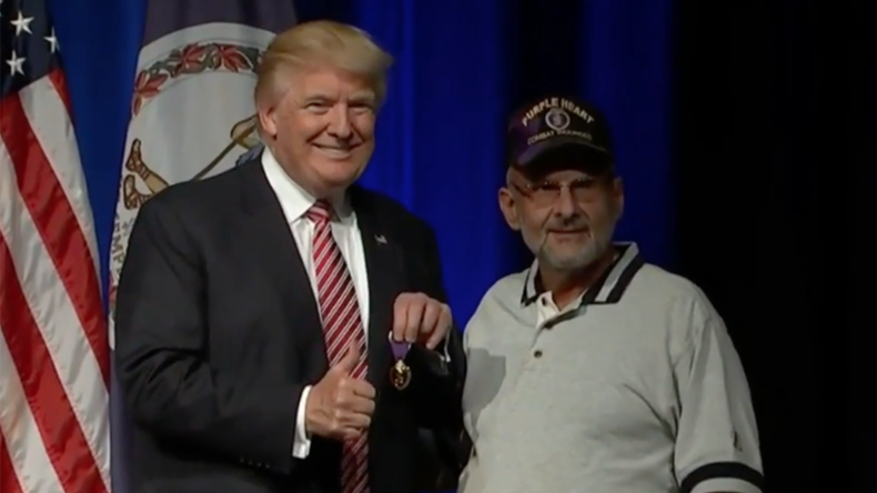 ‘Does he know what it’s for?’ Internet agog as Trump gets Purple Heart