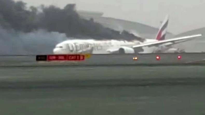 Raw footage shows confusion, fear inside smoke-filled Emirates plane after crash-landing (VIDEO)