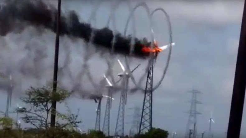 Flaming wind turbine in India creates stunning spirals of smoke (VIDEO)