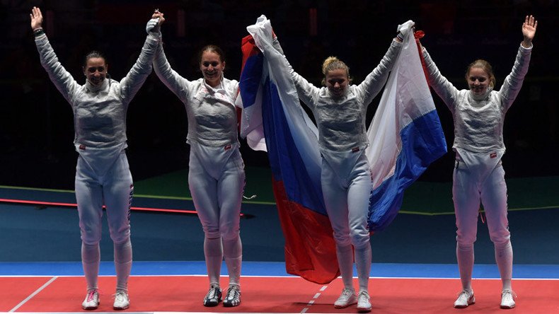 Russian women’s fencing team beats Ukraine to win gold in Rio saber final