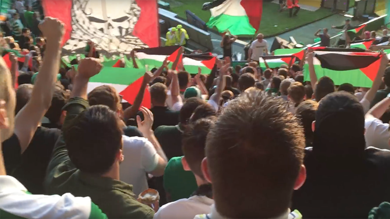 Celtic fans defy UEFA ban to fly sea of Palestine flags in match against Israelis (PHOTOS, VIDEO)