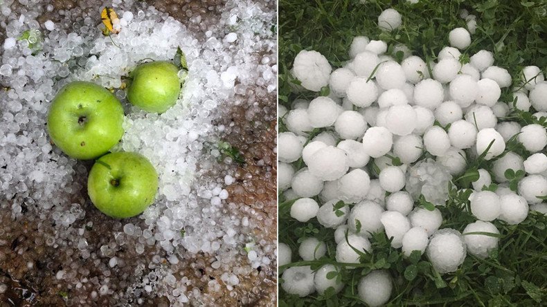 ‘Winter is coming’: Huge hail hits Moscow amid last days of summer torrents (PHOTOS, VIDEO)
