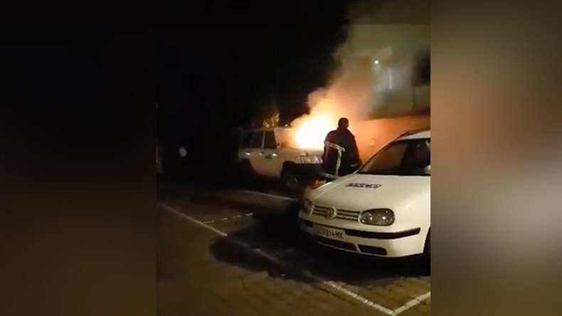 OSCE vehicle hit by arson in western Ukraine (VIDEO)