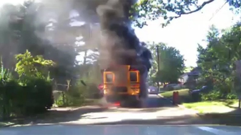 Driver saves 20 kids from burning school bus (VIDEO)