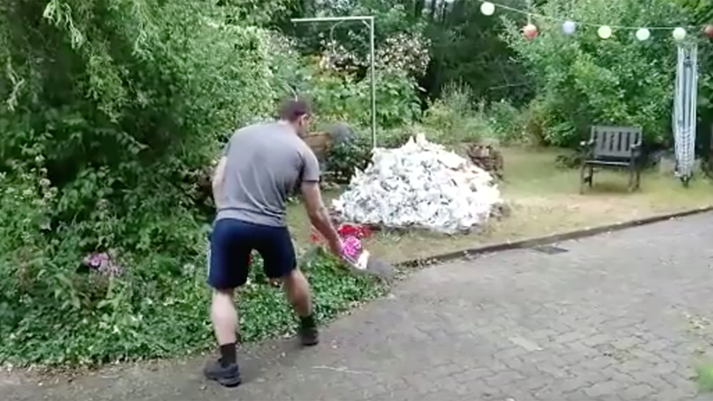 Man accidentally blows up garden as stunt backfires (VIDEO)