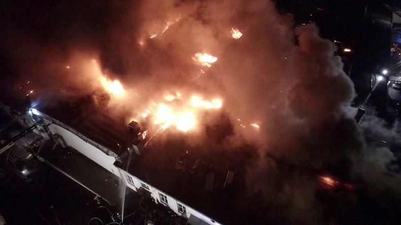 Aerial footage shows devastating Moscow blaze that killed 8 firefighters (VIDEO)
