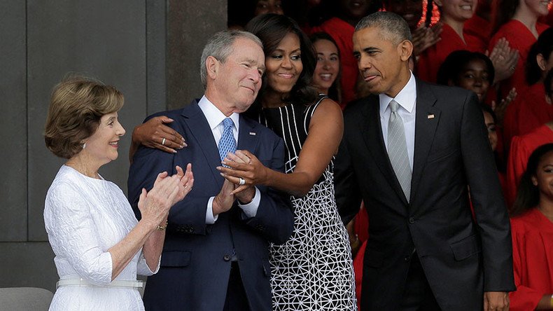 Too powerful for internet not to be snarky: Michelle Obama hugging Bush becomes meme