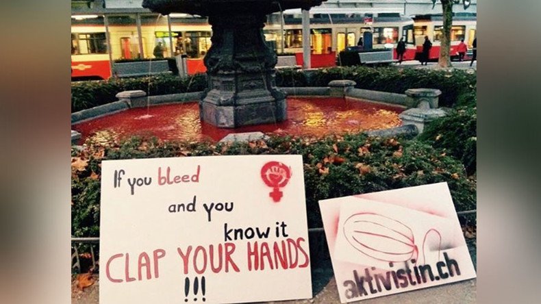 Tampon tax protest turns Zurich fountains ‘blood’ red