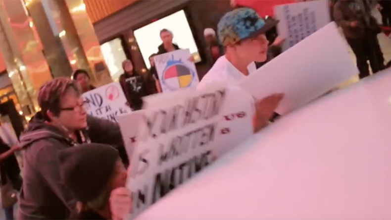 Man drives pickup truck through Columbus Day protest, hits 5 (VIDEO)