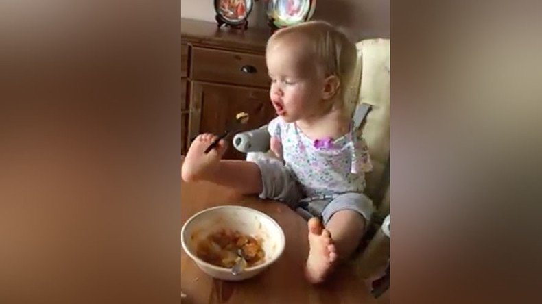 ‘Where there’s a will’: Girl born without arms feeds herself by using her feet (VIDEO)