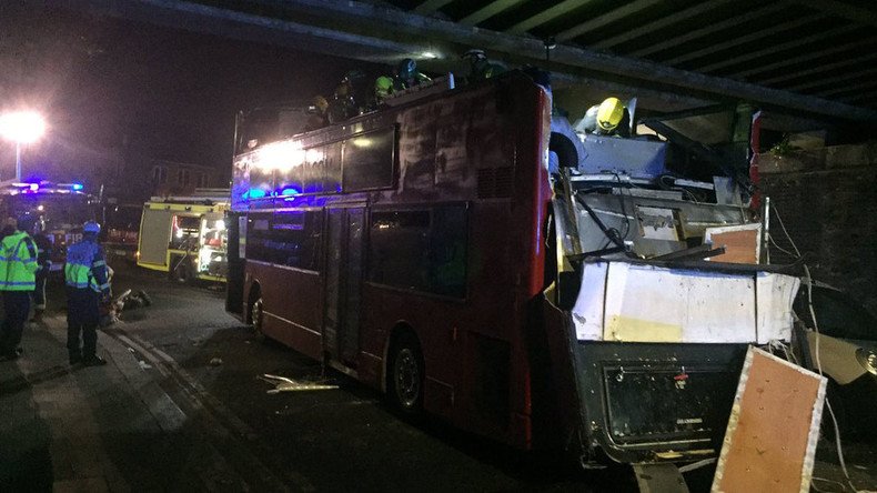 26 injured as roof torn off London’s double-decker bus as it crashes into bridge (PHOTOS)