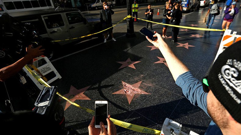 Trump’s Walk of Fame star smashed with a sledgehammer (VIDEO)