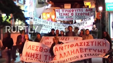 Hundreds of Lesbos residents & refugees march against EU border policy (VIDEO)