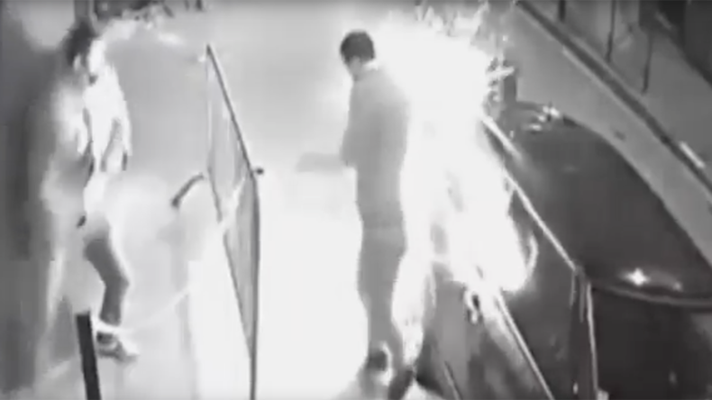 Exploding e-cigarette engulfs man in flames in horrifying CCTV footage (VIDEO)