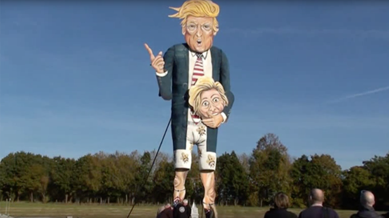 Effigy of Trump holding Hillary Clinton’s severed head to be burned on Guy Fawkes night