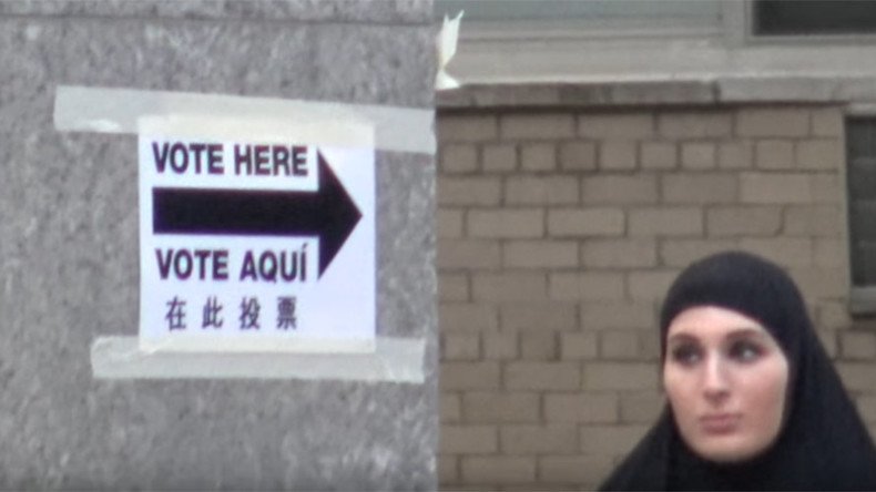 ‘Not in books, but you can vote’: Woman in burqa tries to vote in NYC as Clinton aide (VIDEO)