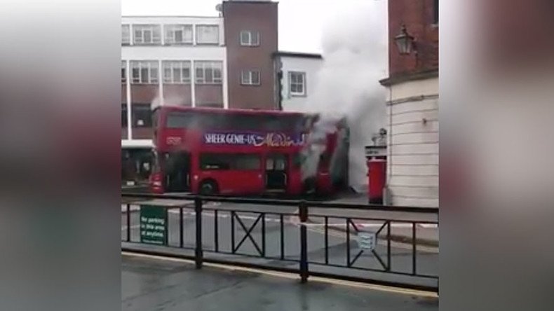 London double-decker bus bursts into flames on busy high street (VIDEO)