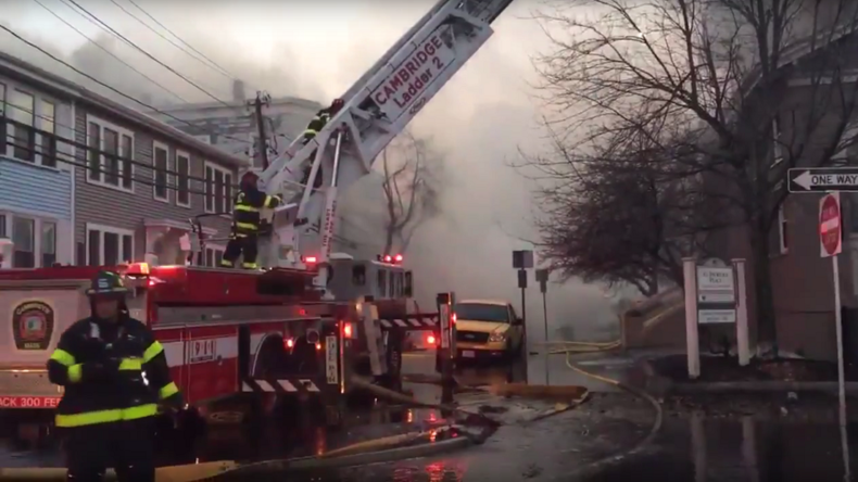 Building collapses, cars burned out, 3 responders injured in massive Massachusetts fire