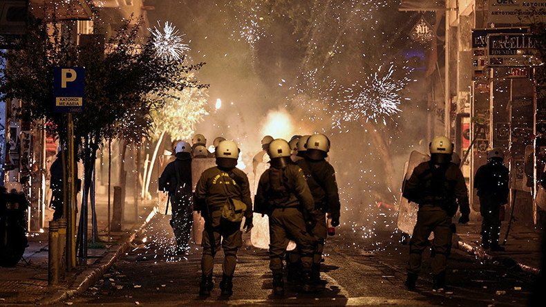 Athens' protesters mark anniversary of police student-slaying by going after ‘EU financial elite'