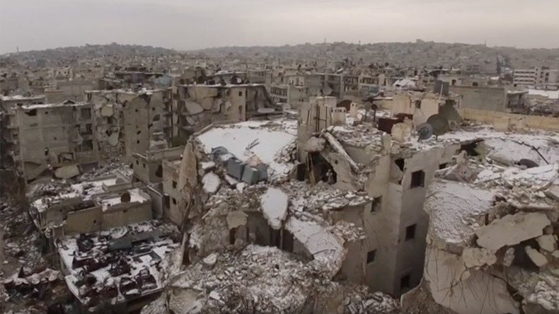 First snow covers war-torn Aleppo (DRONE VIDEO)
