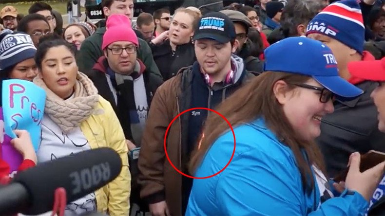 Pro-Trump female protester has hair set on fire (VIDEO)