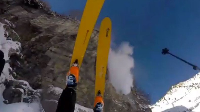 ‘Dude, how are you still alive?' Skier cheats death after 150ft plunge (VIDEO)