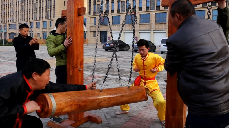 ‘Balls of steel’: Kung Fu master demonstrates power of his crotch in nut-cracking video