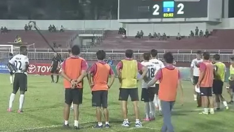 Vietnamese football team refuses to play in protest at controversial late penalty