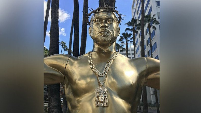 Jesus Kanye! Life-size sculpture depicting rapper as Christ erected in Hollywood