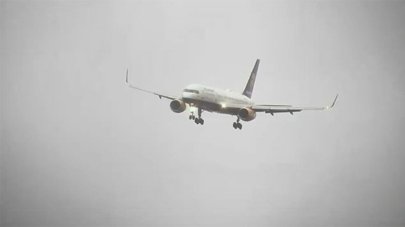 ‘Weather bomb’: Shocking footage shows planes fight to land at UK airports in Storm Doris (VIDEOS)