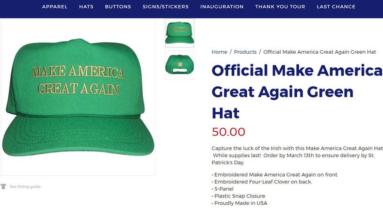 Shamrockgate: Trump’s ‘St Patty’s Day’ MAGA hat fail draws ire of the Irish