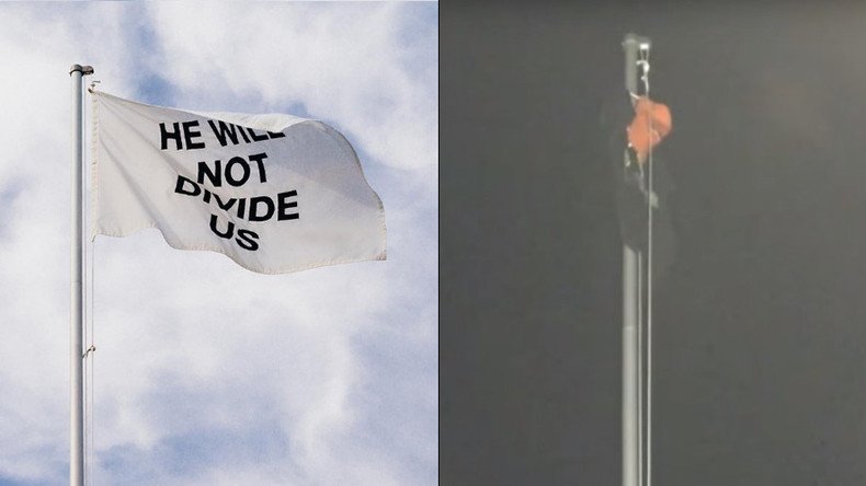 4Chan sleuths use ‘flight patterns’ to track down & capture Shia Labeouf’s anti-Trump flag